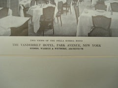 Two Views of the Della Robbia Room at the Vanderbilt Hotel on Park Avenue , New York, NY, 1912, Messrs. Warren & Wetmore