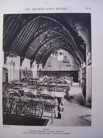 Library at Concordia Seminary , St. Louis, MO, 1928, Day & Klauder