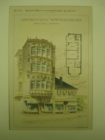 Apartment House for Messrs. McGreenery Bros., Boston, MA, 1893, Patrick A. Tracy