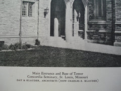 Main Entrance and Base of Tower at Concordia Seminary , St. Louis, MO, 1928, Day & Klauder