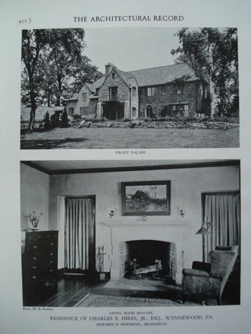 Living Room Mantel in the Residence of Charles E. Hires, Jr., Esq. , Wynnewood, PA, 1928, Edwards & Hoffman