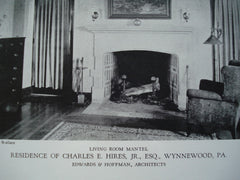 Living Room Mantel in the Residence of Charles E. Hires, Jr., Esq. , Wynnewood, PA, 1928, Edwards & Hoffman