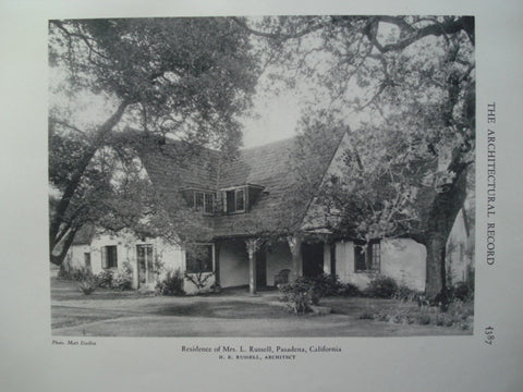Residence of Mrs. L. Russell , Pasadena, CA, 1928, H.E. Russell