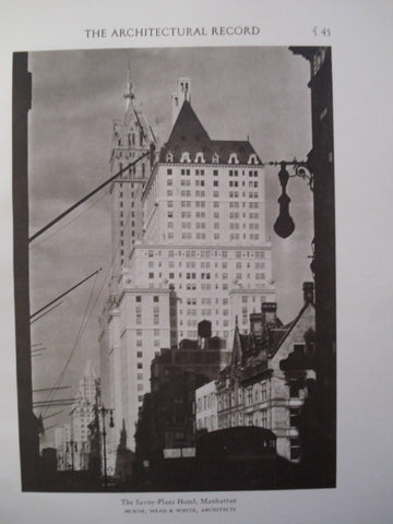 Savoy-Plaza Hotel , Manhattan, NY, 1928, McKim, Mead & White