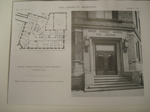 Sarah Morris Hospital for Children, Chicago, IL, 1915, Schmidt, Garden and Martin