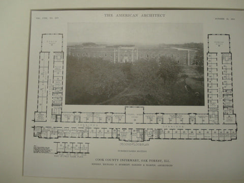 Floor Plan, Cook County Infirmary, Lake Forest, IL, 1915, Schmidt, Garden and Martin