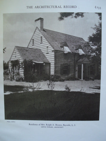 Residence Mrs. Ralph A. Brown , Bayside, Long Island, NY, 1928, Lewis Welsh