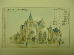 Competitive Design for Swedish E. L. Church, Brooklyn, NY, 1894, J. G. Glover