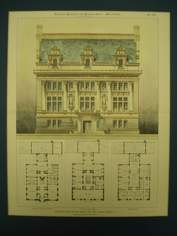 Competitive Design for the Newark Free Public Library , Newark, NJ, 1898, Howard & Cauldwell