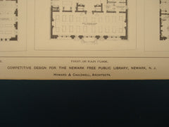 Competitive Design for the Newark Free Public Library , Newark, NJ, 1898, Howard & Cauldwell