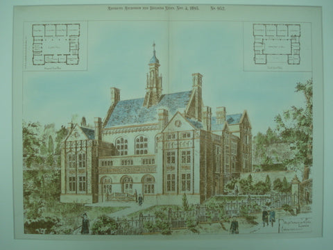 High School for Girls , Lincoln, England, UK, 1893, W. Watkins