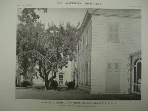 Side of the House of Egerton L. Winthrop, Jr., Syosset, Long Island, NY, 1915, Messrs. Delano & Aldrich