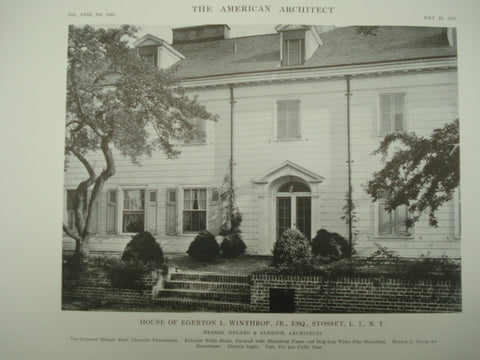 Front of the House of Egerton L. Winthrop, Jr., Syosset, Long Island, NY, 1915, Messrs. Delano & Aldrich