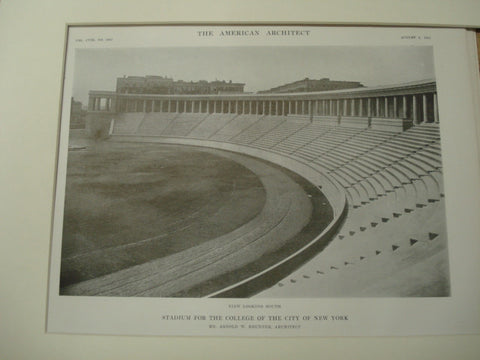 South View of the Stadium, College of the City of New York , New York, NY, 1915, Arnold W. Brunner