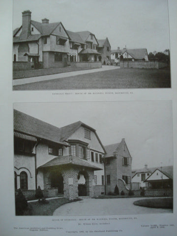Details of the Entrance to the House of Mr. Maxwell Wyeth , Rosemount, PA, 1908, Mr. Wilson Eyre