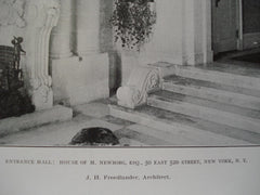 Entrance Hall in the House of M. Newborg, Esq. on 50 East 52nd Street , New York, NY, 1906, J.H. Freedlander