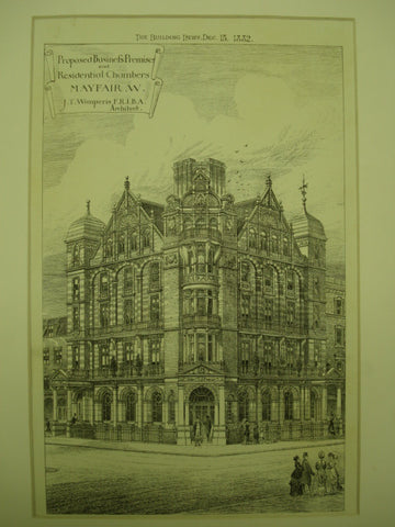 Proposed Business Premises and Residential Chambers , Mayfair, London, England, UK, 1882, J. T. Wimperis