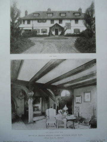 Front and Living Hall in the House of Thomas Shields Clarke, Sculptor , Lenox, MA, 1905, Wilson Eyre, Jr.