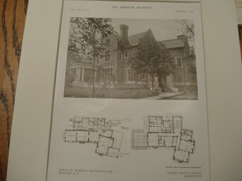 House of George B. Matthews, Buffalo, NY, 1909, Green and Wicks