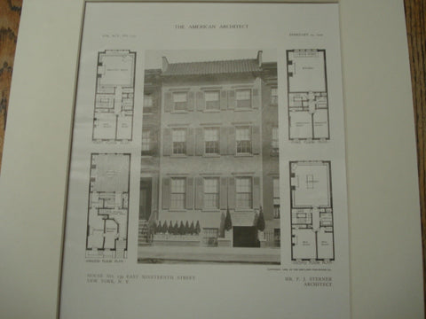 Exterior, House at Number 139 E. 19th Street, New York, NY, 1909, F. J. Sterner