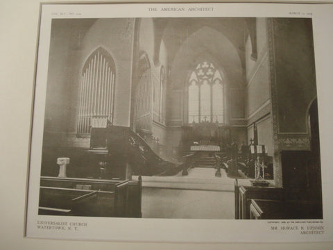 Interior, Universalist Church, Watertown, NY, 1909, Horace B. Upjohn