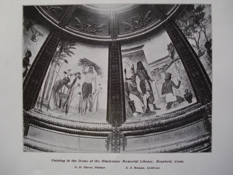 Painting in the Dome of the Blackstone Memorial Library , Branford, CT, 1904, S.S. Beman and O.D. Glover, Painter