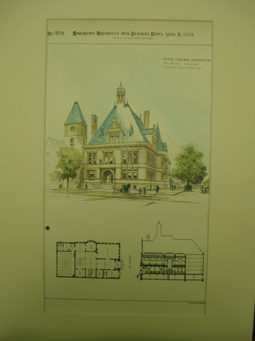 Proposed Young Men's Association Building, Troy, NY, 1894, F. R. Comstock