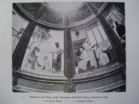 Painting in the Dome of the Blackstone Memorial Library , Branford, CT, 1904, S.S. Beman and O.D. Glover, Painter