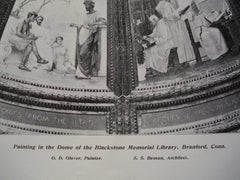 Painting in the Dome of the Blackstone Memorial Library , Branford, CT, 1904, S.S. Beman and O.D. Glover, Painter