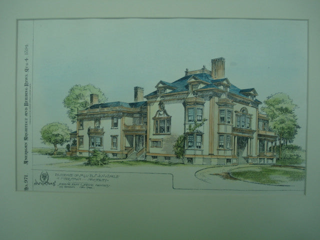 Residence of Miss E. S. Van Winkle, Morristown, NJ, 1894, Jardine, Kent & Jardine