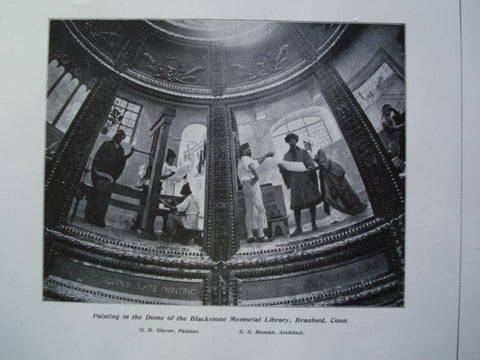 Painting in the Dome of the Blackstone Memorial Library , Branford, CT, 1904, S.S. Beman and O.D. Glover, Painter