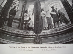 Painting in the Dome of the Blackstone Memorial Library , Branford, CT, 1904, S.S. Beman and O.D. Glover, Painter
