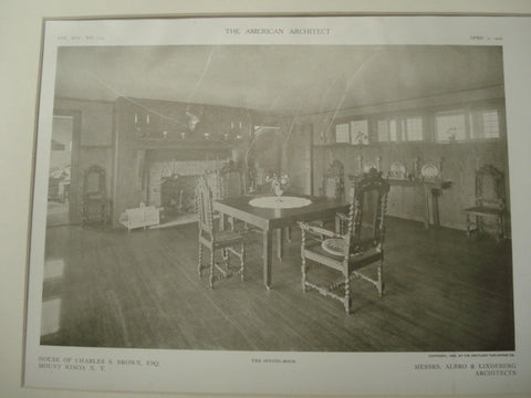Interior, Charles S. Brown House, Mount Kisco, NY, 1909, Albro and Lindeberg