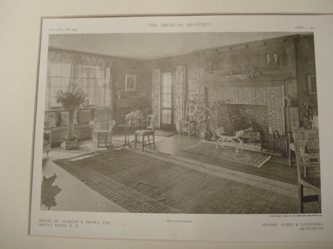 Living Room, Charles S. Brown House, Mount Kisco, NY, 1909, Albro and Lindeberg