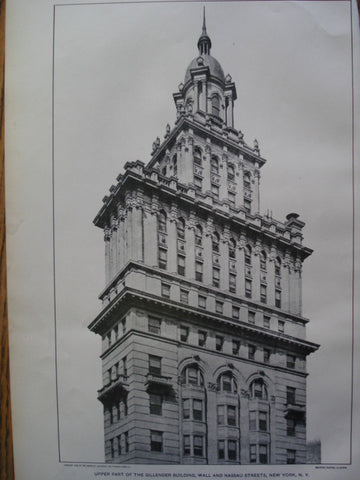 Upper Part of the Gillender Building on Wall and Nassau Streets , New York, NY, 1901, Berg and Clark