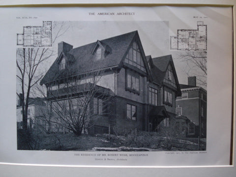 Residence of Mr. Robert Webb , Minneapolis, MN, 1911, Hewitt & Brown