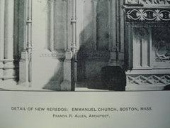 Detail of the New Reredos: Emmanuel Church , Boston, MA, 1904, Francis R. Allen