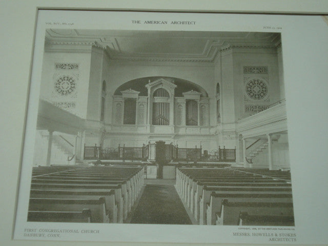 Interior First Congregational Church, Danbury, CT, 1909, Howell and Stokes