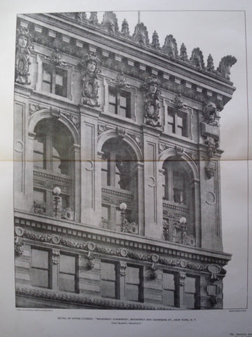 Detail of the Upper Stories: "Broadway Chambers" on Broadway and Chambers St., New York, NY, 1901, Cass Gilbert