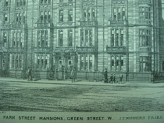 Park Street Mansions on Green Street , London, England, UK, 1882, J. T. Wimperis
