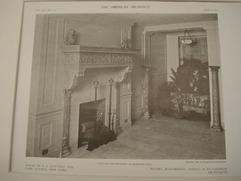 House of E. F. Whitney, Esq., New York, NY, 1909, Messrs. Richardson, Barott & Richardson
