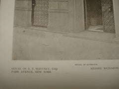 Entrance of the House of E. F. Whitney, Esq., New York, NY, 1909, Messrs. Richardson, Barott & Richardson