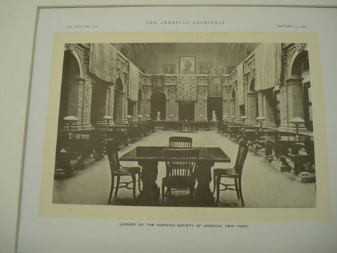 Library of the Hispanic Society of America , New York, NY, 1909, Unknown