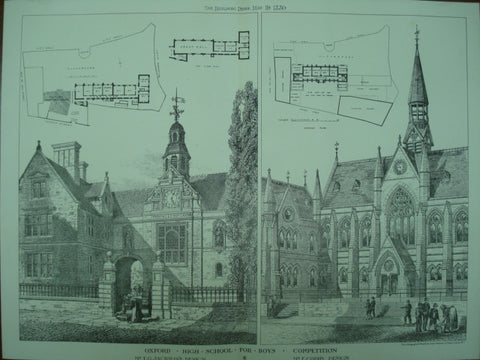 Competitive Designs for the Oxford High School for Boys , Oxford, England, UK, 1880, T. G. Jackson and F. Codd