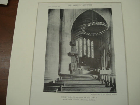 Interior at Saint Paul's Cathdral , Detroit, MI, 1911, Messrs. Cram, Goodhue & Ferguson