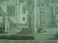Competitive Designs for the Oxford High School for Boys , Oxford, England, UK, 1880, T. G. Jackson and F. Codd