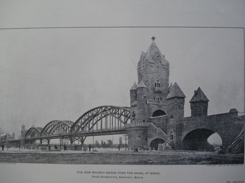 New Railway Bridge over the Rhine, Mainz, Germany, EUR, 1904, Franz Schwechten