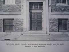 Detail of South Front: High School Building, South Boston, MA, 1903, Herbert D. Hale