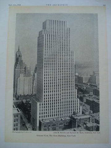 General View of the News Building , New York, NY, 1930, John M. Howells and Raymond M. Hood