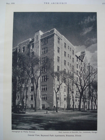 General View of the Raymond Park Apartments , Evanston, IL, 1930, Hall, Lawrence & Ratcliffe, Inc